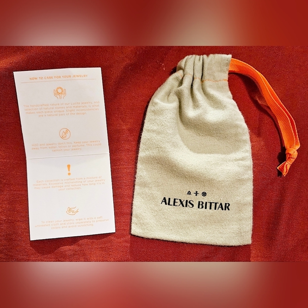 Alexis Bittar Canvas Jewelry Dust Bag Pouch & Care Card Gift Set
